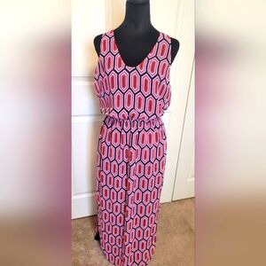 Banana Republic Geometric Pink and Black Maxi Dress SIZE 8P